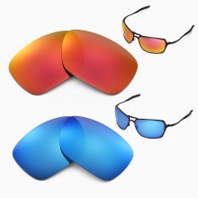 Walleva Fire Red + Ice Blue Polarized Replacement Lenses For Oakley Inmate Sunglasses